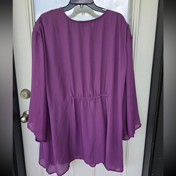 Maggie Barnes Womens Tunic Plus Sz 6X (38/40) Purple Blouse Studded Embellished - Picture 11 of 11